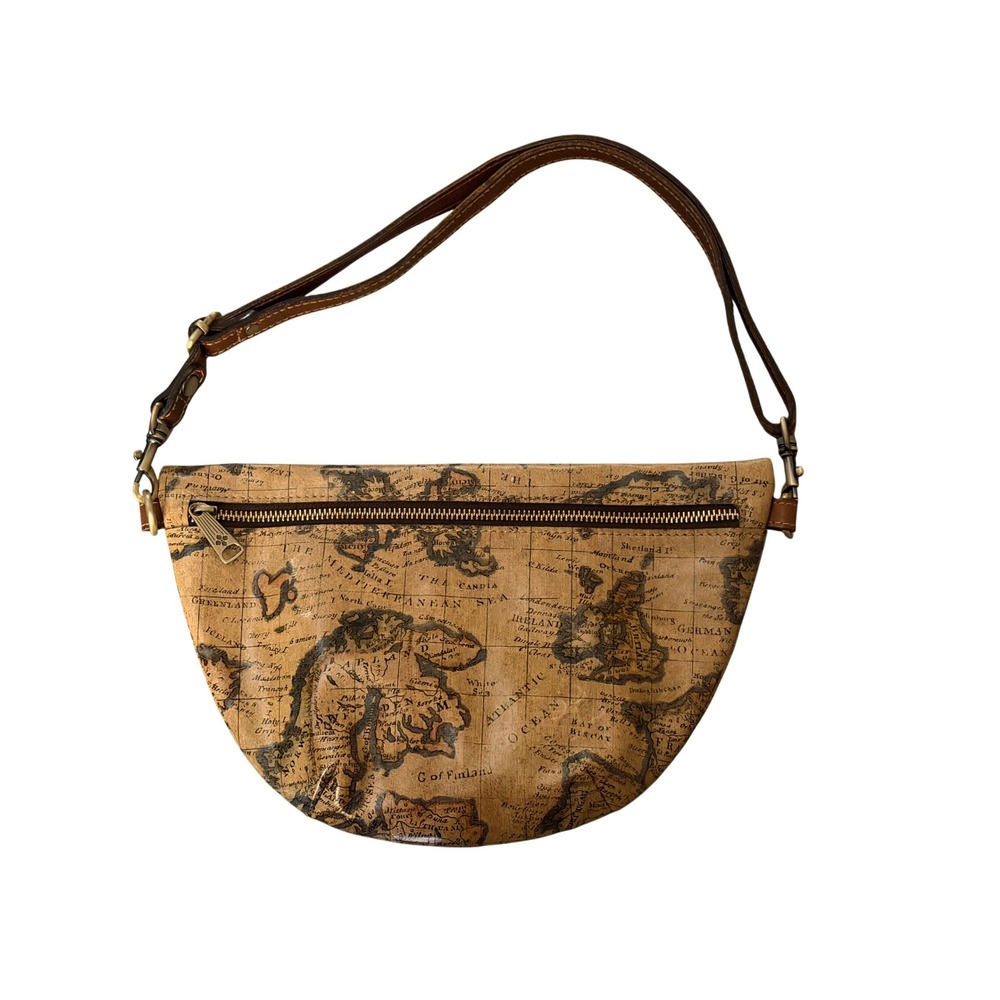 Patricia Nash Map Print Shoulder Bag Womens Medium Tan Good Vintage Travel Boho